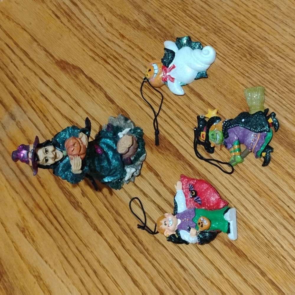 Vintage Halloween Bobblehead Witch and Ghost Figurines Bundle